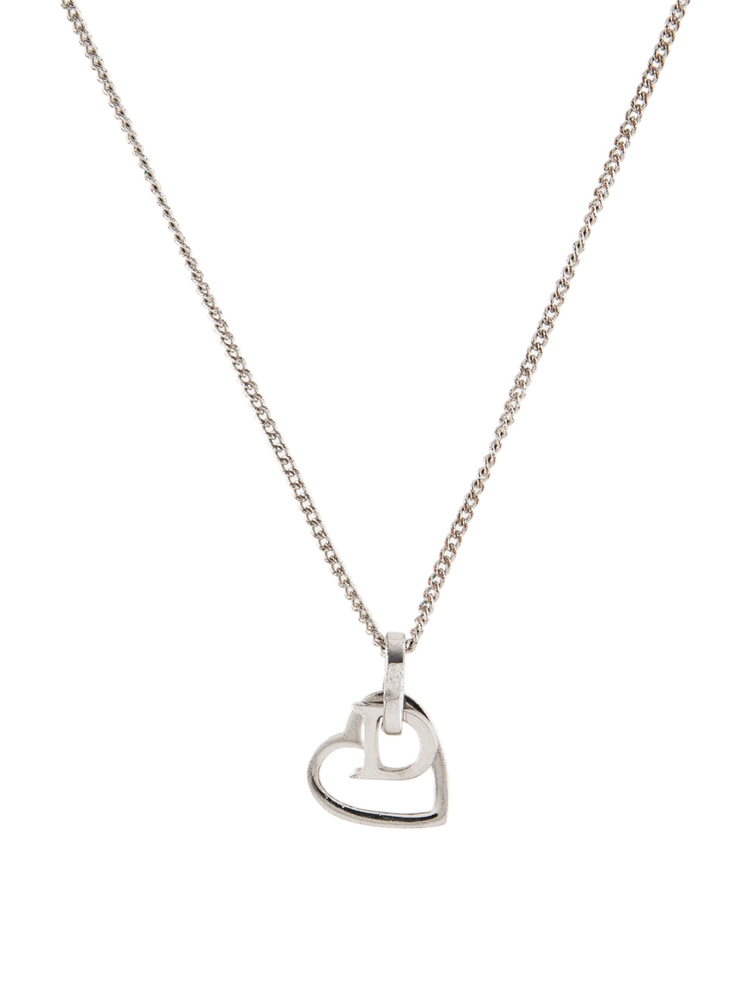 Christian Dior Vintage 'D' Heart Pendant Necklace